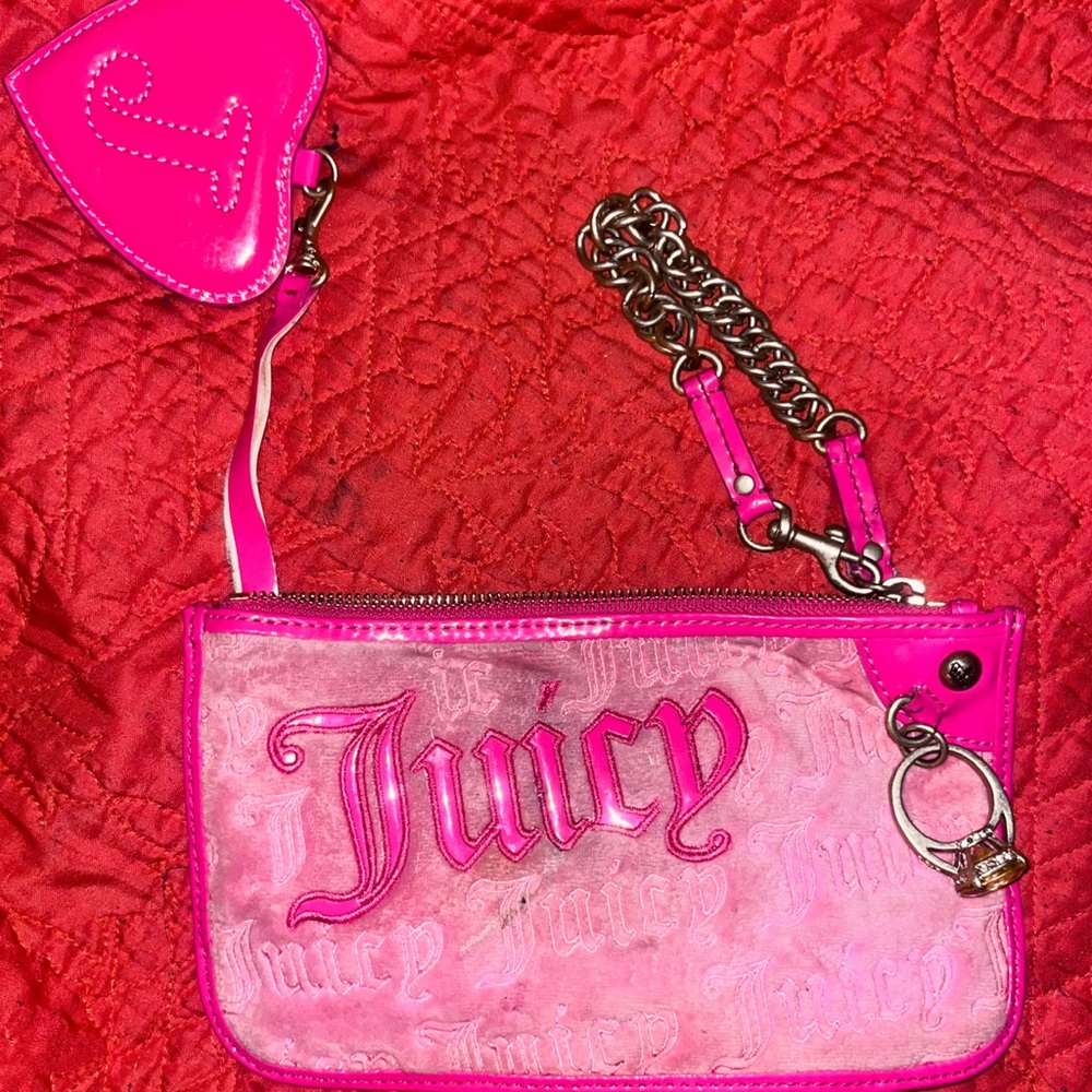 Juicy Couture Pink Clutch with Metallic Chain